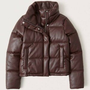 Abercrombie & Fitch Faux Leather Mini Puffer- M
